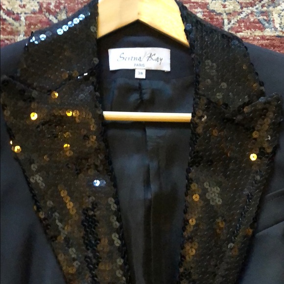 Tux style blazer with black sequin lapel - Picture 2 of 5